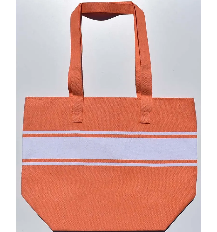 Borsa da spiaggia color corallo arancione Fouta Tunisia - 1