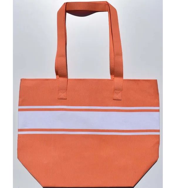 Borsa da spiaggia color corallo arancione Fouta Tunisia - 1