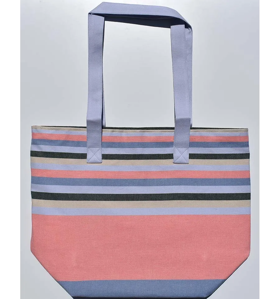 Borsa da spiaggia 5 colori rosa chiaro, beige, verde bosco, blu guéde e verde scuro Fouta Tunisia - 1