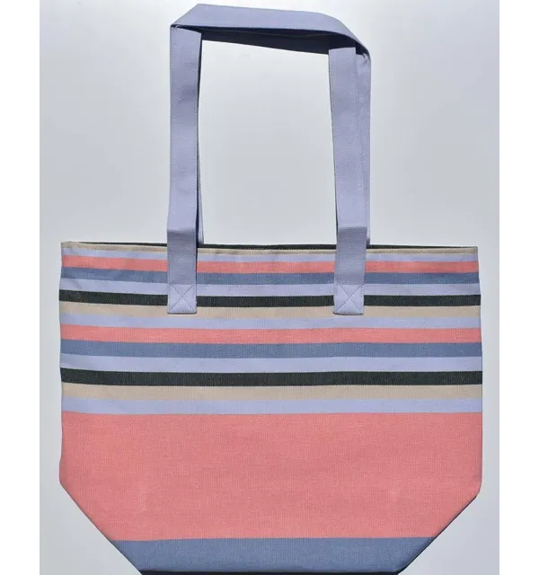 Borsa da spiaggia 5 colori rosa chiaro, beige, verde bosco, blu guéde e verde scuro Fouta Tunisia - 1