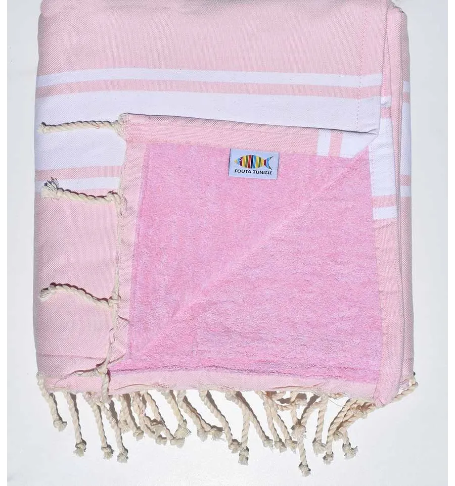 Telo mare spugna Rosa pallido Fouta Tunisia - 1