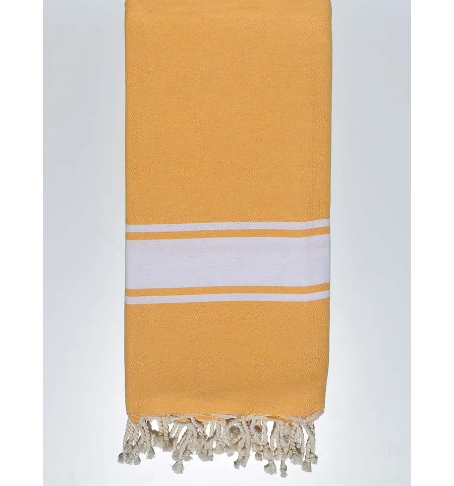 Telo mare grande giallo senape 1.90m*2m Fouta Tunisia - 1