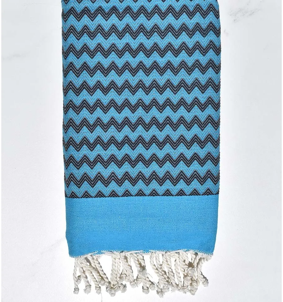 Fouta zigzag azzurro e blu notte Fouta Tunisia - 1