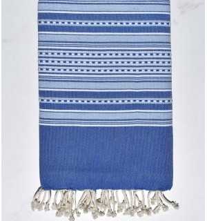 Telo mare arabesco blu e blu fumo Fouta Tunisia - 1 2