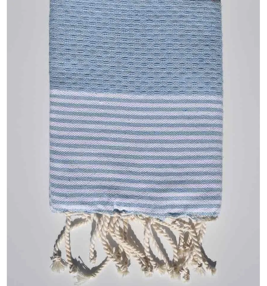 Tovagliolo azzurro con strisce Fouta Tunisia - 1