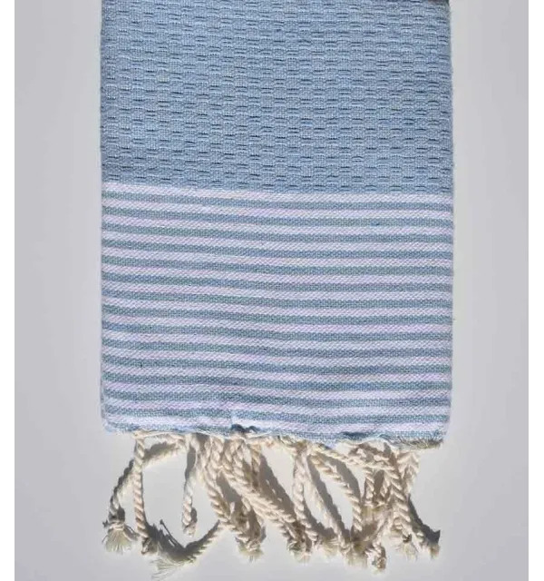 Tovagliolo azzurro con strisce Fouta Tunisia - 1