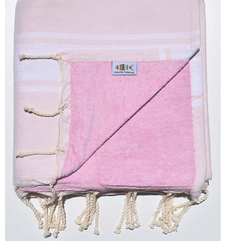 Telo mare   spugna rosa molto chiara Fouta Tunisia - 1