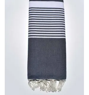 Grande fouta blu jeans scuro Fouta Tunisia - 1 2