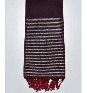 Grande fouta bordeaux con filo di lurex argento Fouta Tunisia - 1