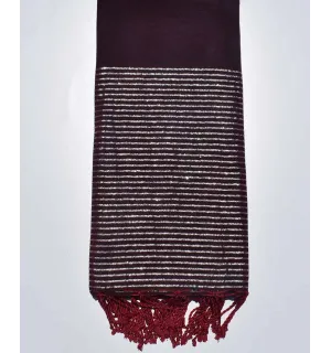 Grande fouta bordeaux con filo di lurex argento Fouta Tunisia - 1