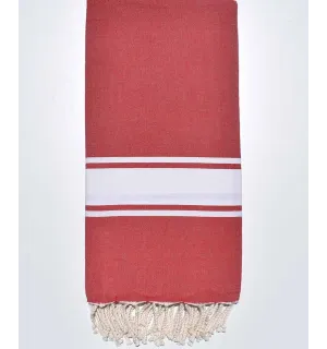 Telo mare grande rosso fuoco 1.90m*2m Fouta Tunisia - 1