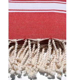 Telo mare grande rosso fuoco 1.90m*2m Fouta Tunisia - 1 2