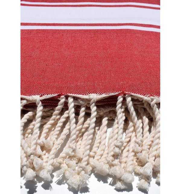 Telo mare grande rosso fuoco 1.90m*2m Fouta Tunisia - 2