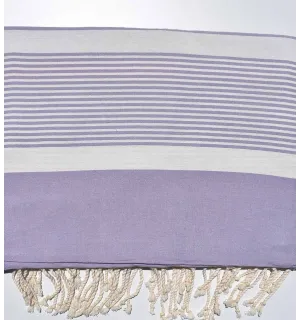 Grande telo mare viola lavanda con strisce bianche Fouta Tunisia - 1