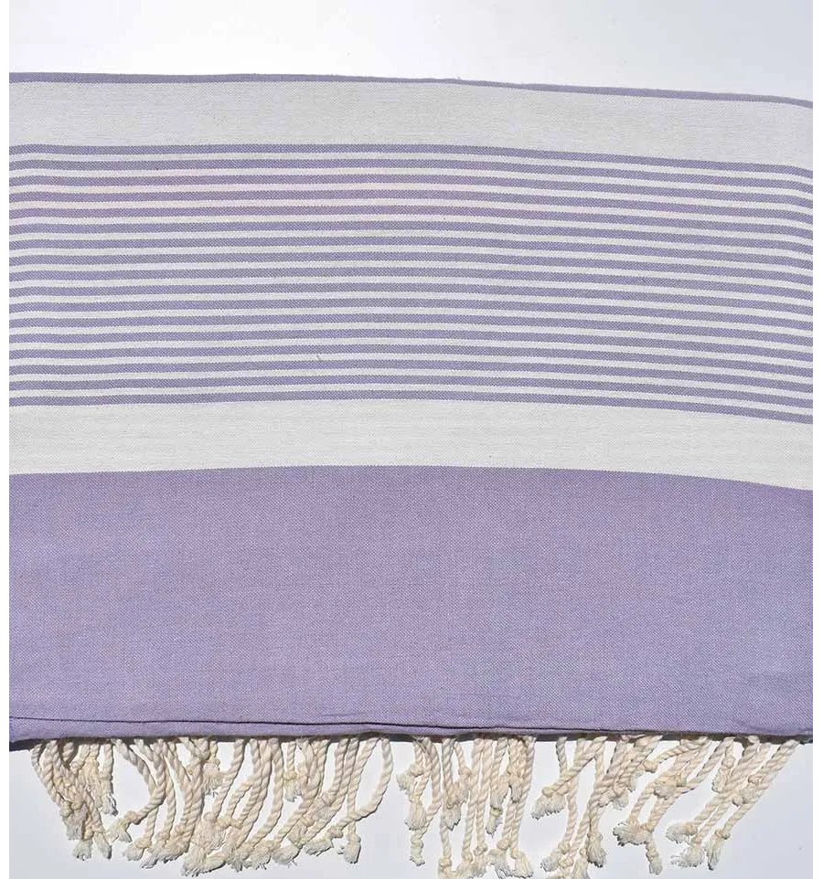 Grande telo mare viola lavanda con strisce bianche Fouta Tunisia - 1