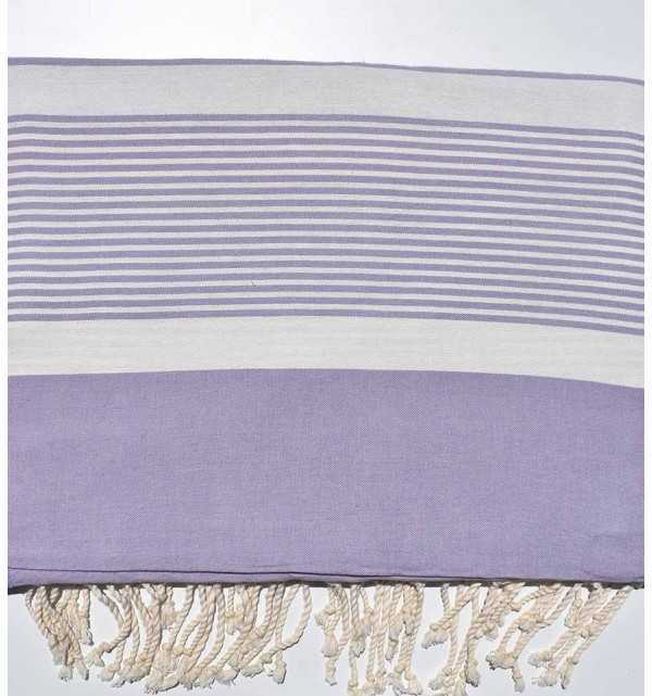 Grande telo mare viola lavanda con strisce bianche Fouta Tunisia - 1