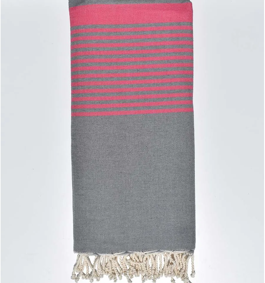 Grande fouta grigio e rosa  - 1