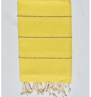 Telo mare nido d'ape giallo con lurex Fouta Tunisia - 1