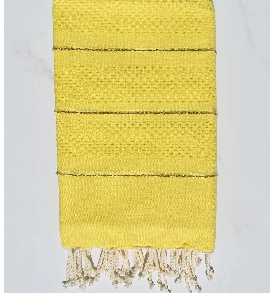 Telo mare nido d'ape giallo con lurex Fouta Tunisia - 1