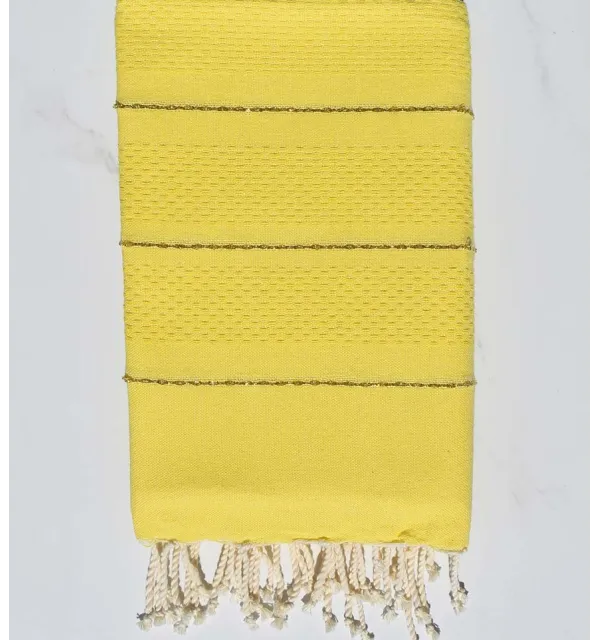 Telo mare nido d'ape giallo con lurex Fouta Tunisia - 1