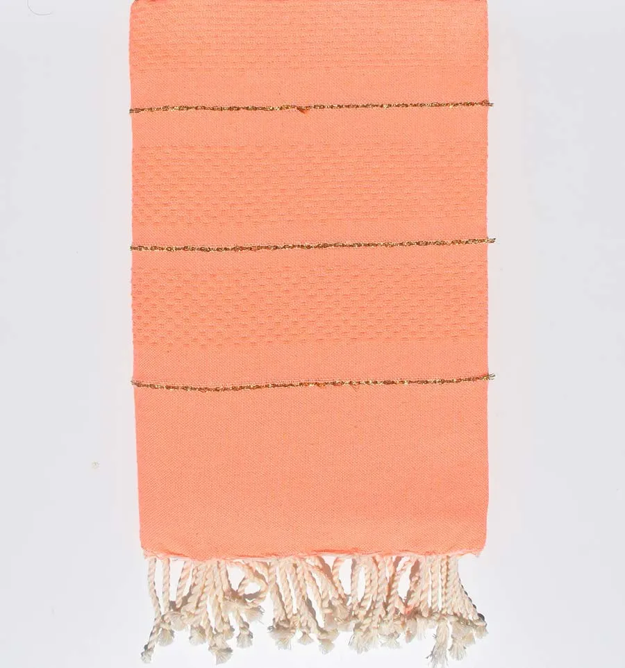 Fouta nido d'ape corallo neon con lurex  - 1