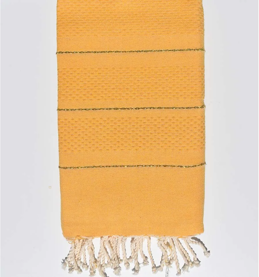 Fouta nido d'ape giallo ambra con lurex Fouta Tunisia - 1