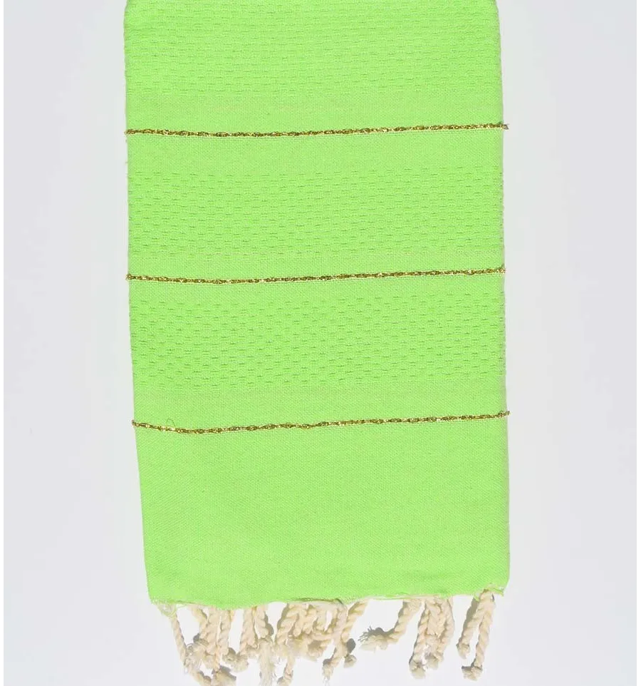 Fouta nido d'ape verde fluo con lurex Fouta Tunisia - 1