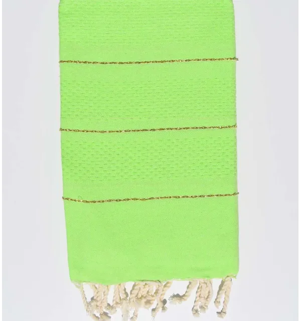 Fouta nido d'ape verde fluo con lurex Fouta Tunisia - 1