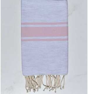 Fouta piatta grigio con strisce rosa Fouta Tunisia - 1