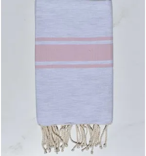 Fouta piatta grigio con strisce rosa Fouta Tunisia - 1