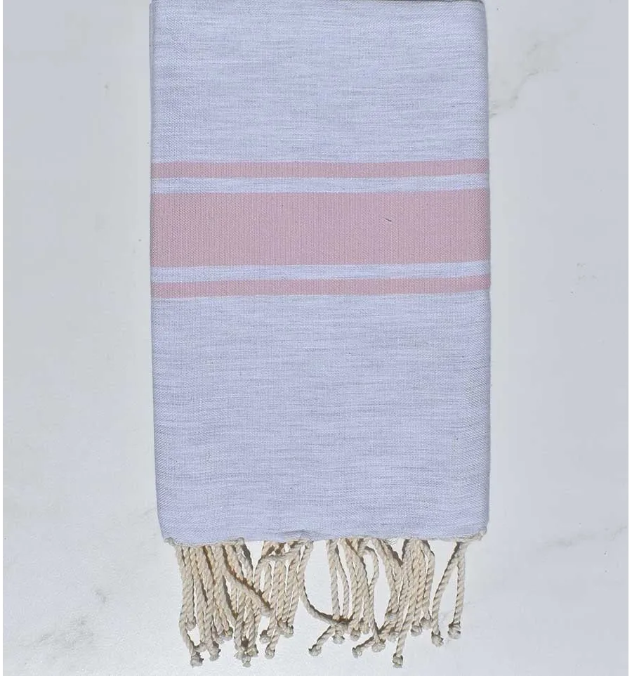 Fouta piatta grigio con strisce rosa Fouta Tunisia - 1