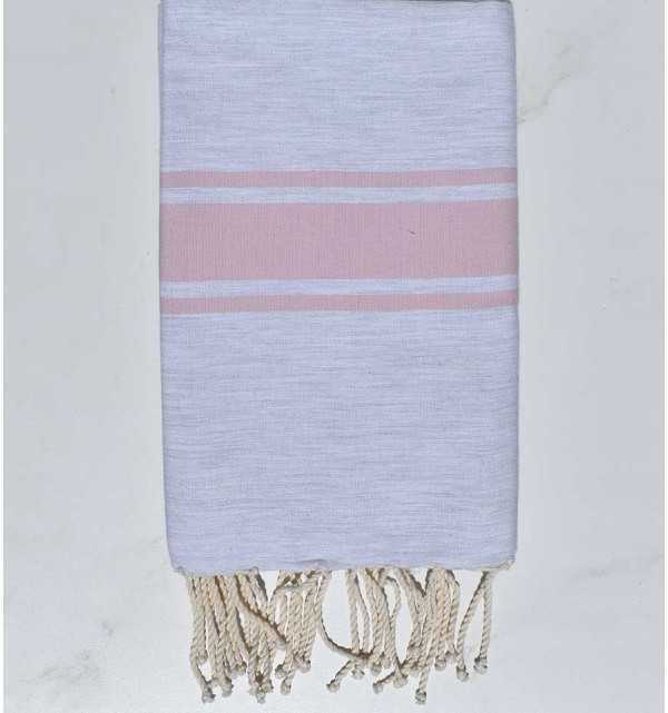 Fouta piatta grigio con strisce rosa Fouta Tunisia - 1