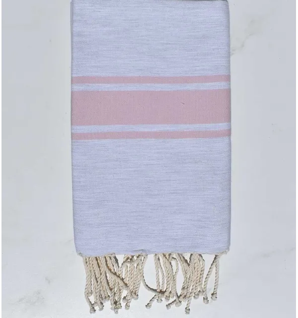 Fouta piatta grigio con strisce rosa Fouta Tunisia - 1