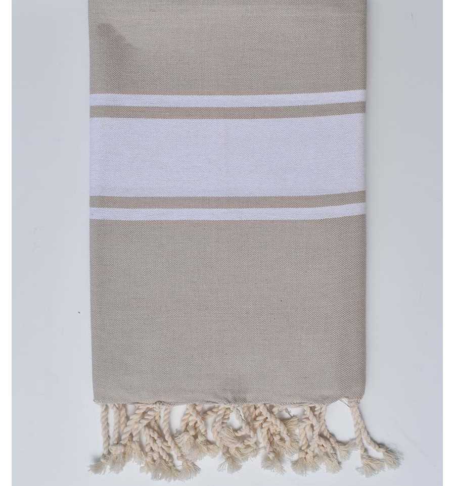 Fouta piatta beige kaki Fouta Tunisia - 1