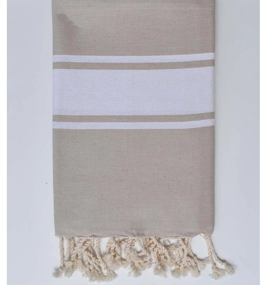 Fouta piatta beige kaki Fouta Tunisia - 1