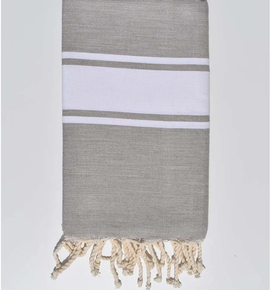 Fouta piatta grigio beige chiaro Fouta Tunisia - 1