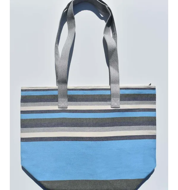 Borsa da spiaggia 5 colori celeste, grigio, blu scuro, bianco crema e verde Fouta Tunisia - 1