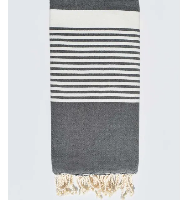 Copriletto acciaio grigio e bianco con striping Fouta Tunisia - 2