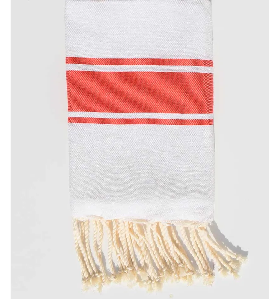 Fouta piatta per bambini bianca e rossa  - 1