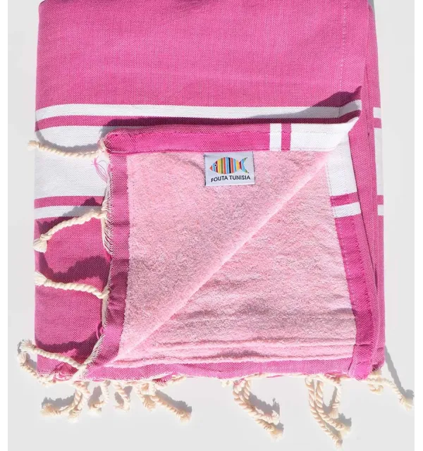 Telo mare spugna rosa viola e rosa Fouta Tunisia - 1