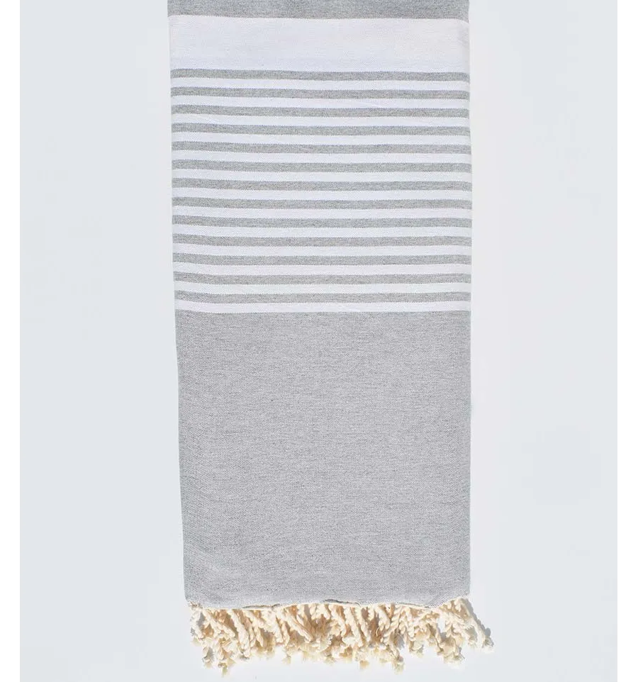 Grande fouta grigio medio con strisce Fouta Tunisia - 1