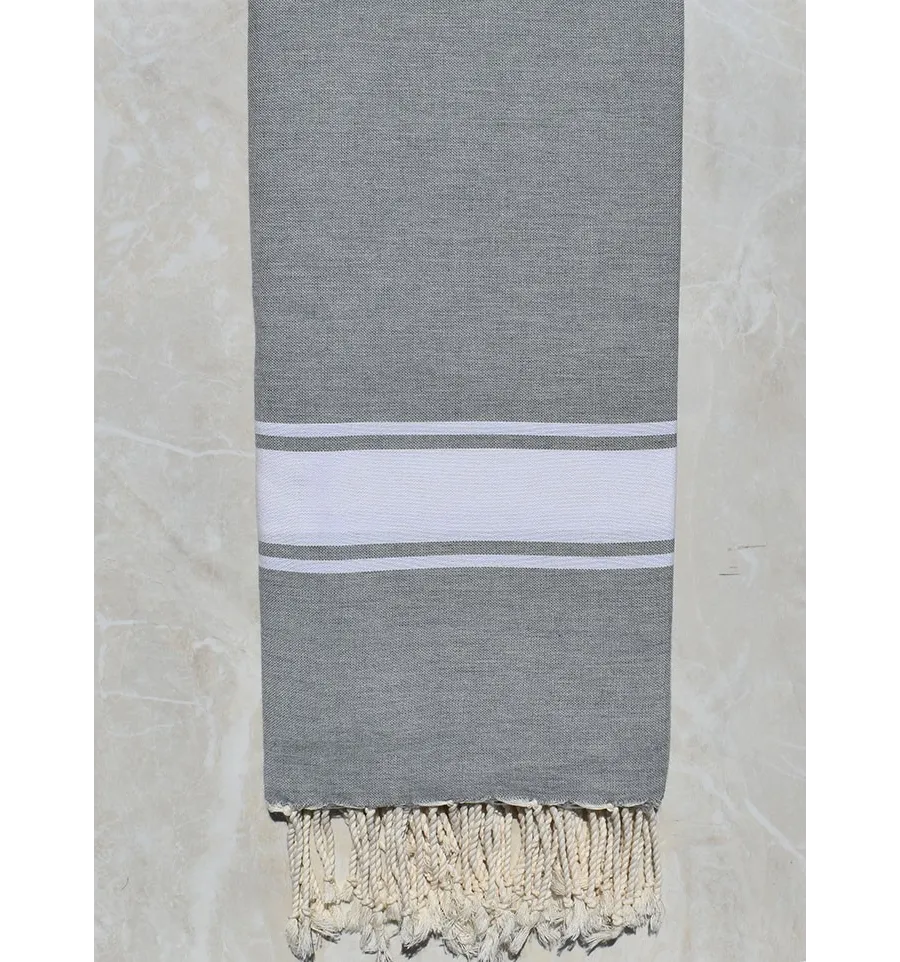 Grande Fouta grigio acciaio  1.90m*2m Fouta Tunisia - 1