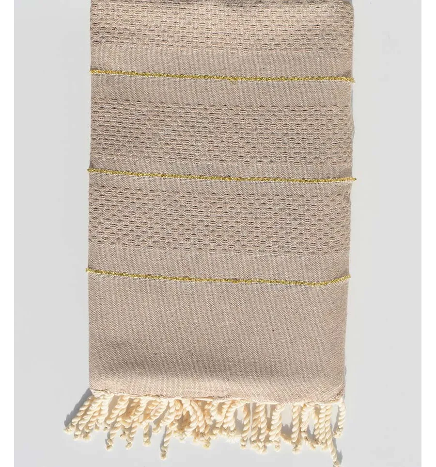 Telo mare beige scuro con lurex Fouta Tunisia - 2