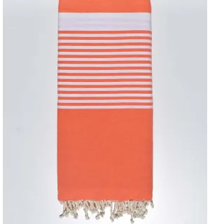 Grande fouta arancione a strisce bianche Fouta Tunisia - 1 2