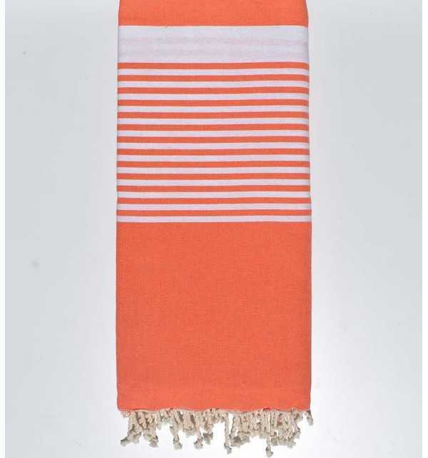 Grande fouta arancione a strisce bianche Fouta Tunisia - 2