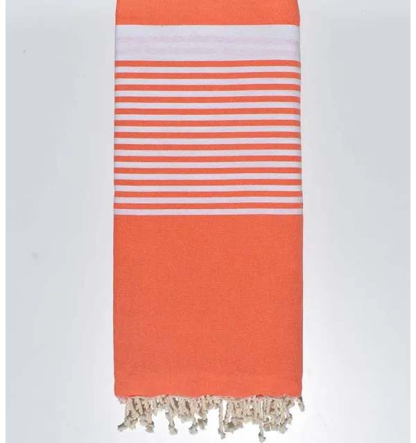 Grande fouta arancione a strisce bianche Fouta Tunisia - 2