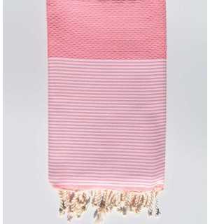 Telo mare nido d'ape rosso rosa Fouta Tunisia - 1