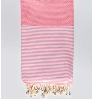 Telo mare nido d'ape rosso rosa Fouta Tunisia - 1