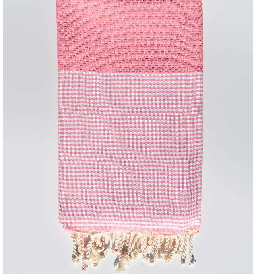 Telo mare nido d'ape rosso rosa Fouta Tunisia - 1