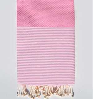 Fouta nido d'ape rosa chiaro con strisce Fouta Tunisia - 1